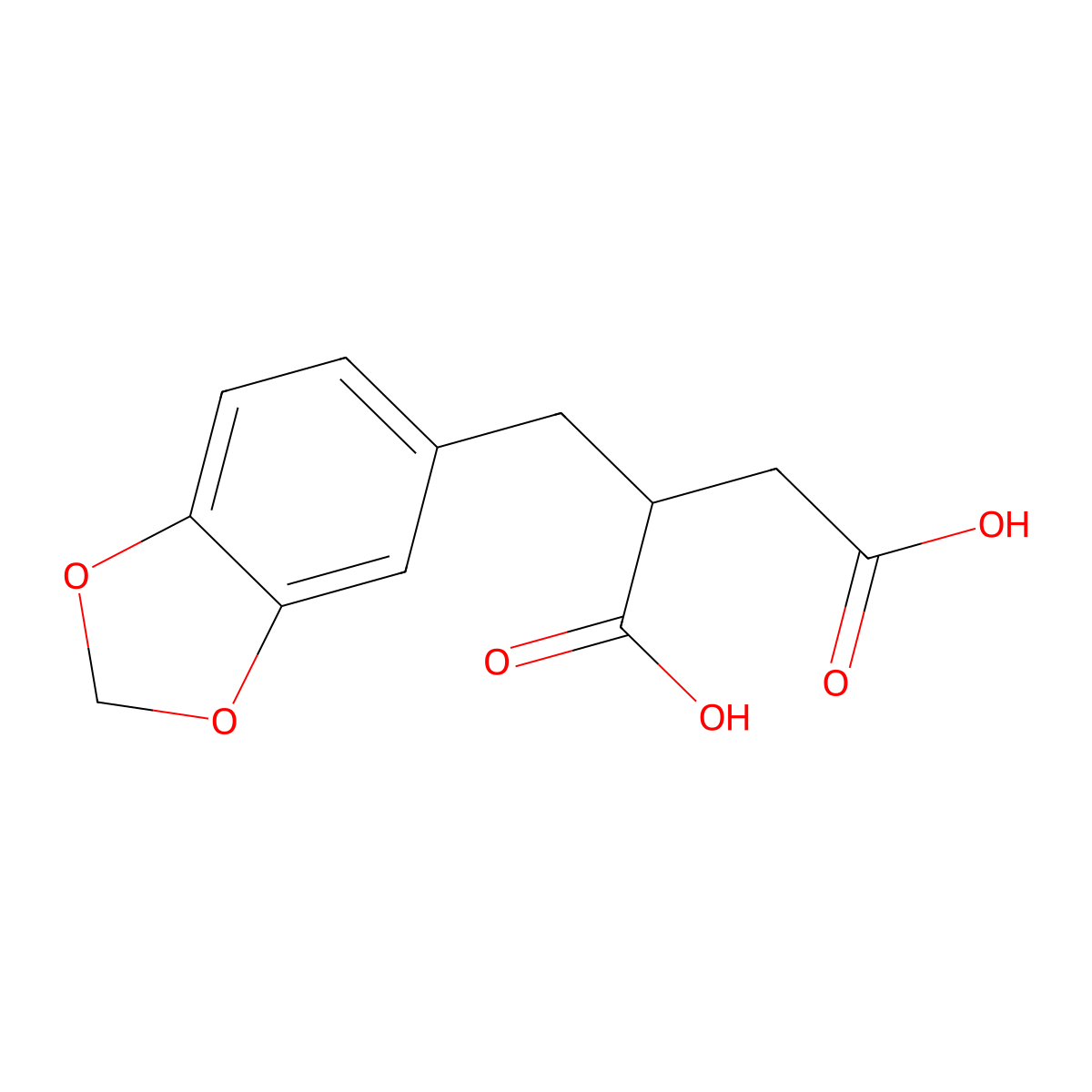 2-(1,3-Benzodioxol-5-ylmethyl)butanedioic acid molecular structure, CAS 57420-27-6