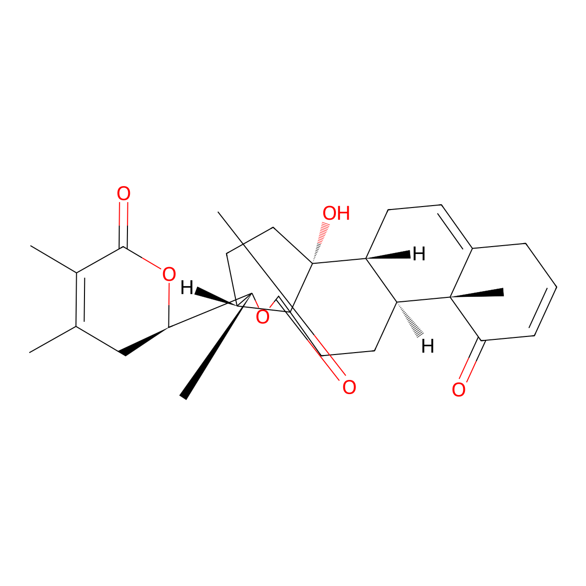 (1R,2R,5S,6R,12S,13R)-6-[(2R)-4,5-Dimethyl-6-oxo-2,3-dihydropyran-2-yl]-2-hydroxy-6,13-dimethyl-7-oxapentacyclo[10.8.0.02,9.05,9.013,18]icosa-15,18-diene-8,14-dione molecular structure, CAS 57423-72-0