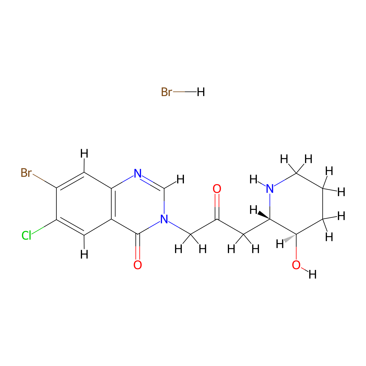 Halofuginone hydrobromide, (-)- molecular structure, CAS 57426-42-3
