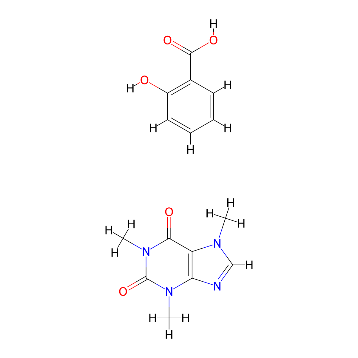 Benzoic acid, 2-hydroxy-, compd. with 3,7-dihydro-1,3,7-trimethyl-1H-purine-2,6-dione (1:1) molecular structure, CAS 5743-22-6