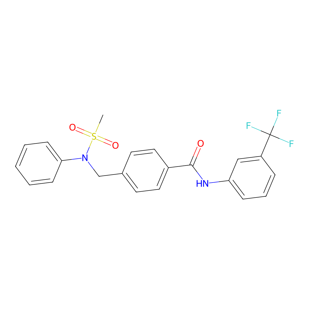 4-{[(methylsulfonyl)(phenyl)amino]methyl}-N-[3-(trifluoromethyl)phenyl]benzamide molecular structure, CAS 5743-24-8