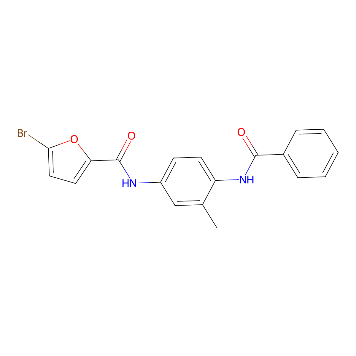N-(4-benzamido-3-methylphenyl)-5-bromofuran-2-carboxamide molecular structure, CAS 5743-65-7