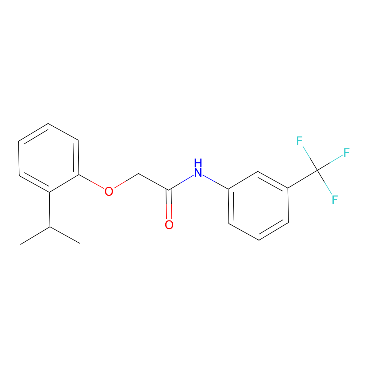 2-(2-Isopropylphenoxy)-n-[3-(trifluoromethyl)phenyl]acetamide molecular structure, CAS 5744-15-0