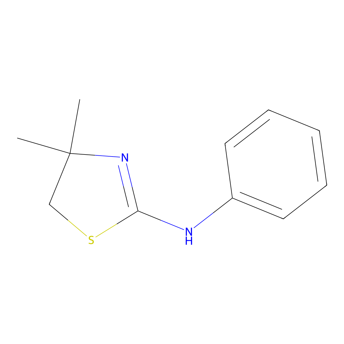 4,4-dimethyl-N-phenyl-4,5-dihydrothiazol-2-amine molecular structure, CAS 5744-31-0