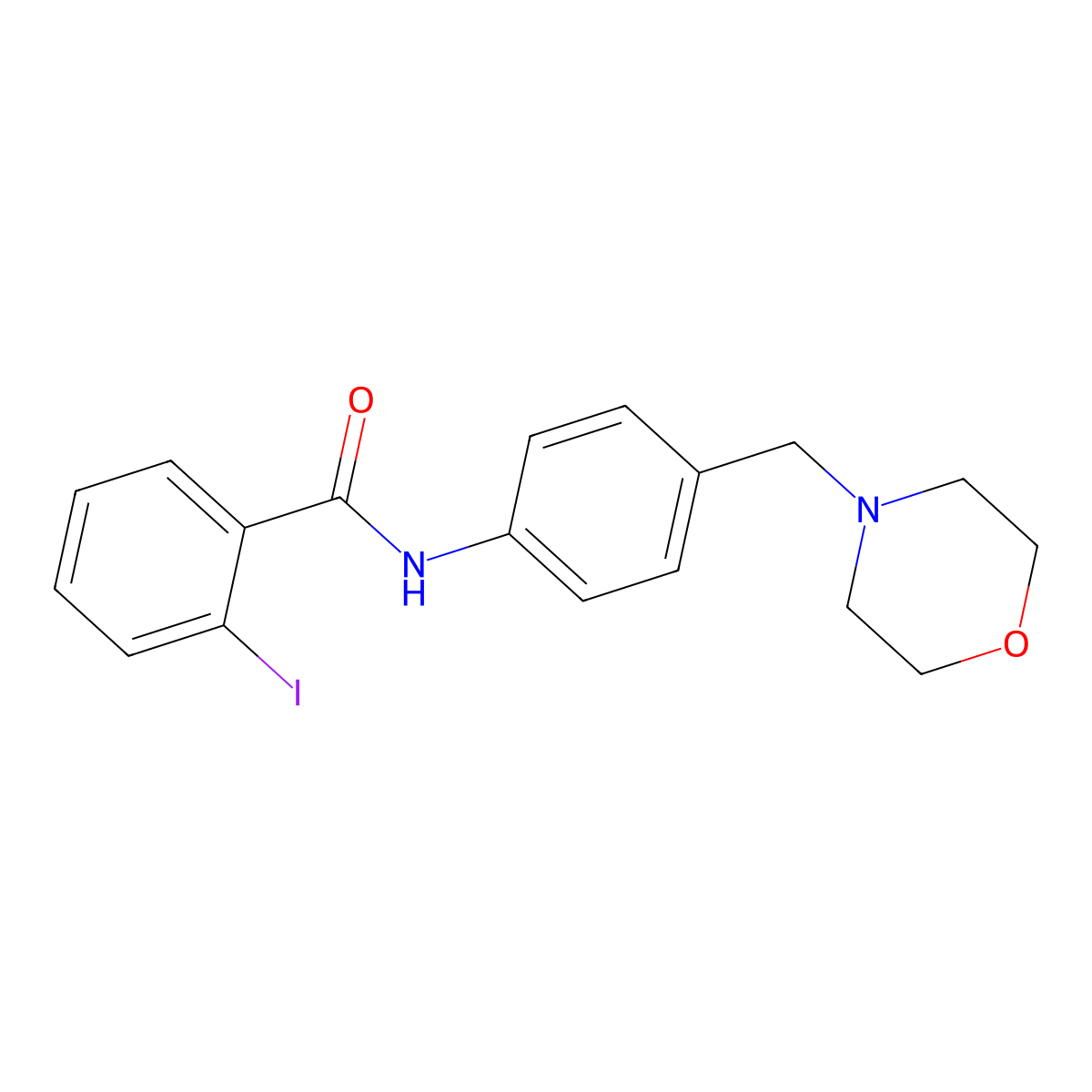 2-iodo-N-[4-(morpholin-4-ylmethyl)phenyl]benzamide molecular structure, CAS 5744-37-6