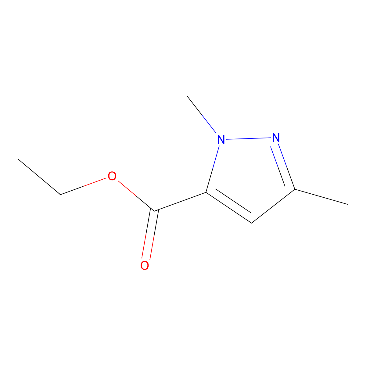 1,3-Dimethyl-5-ethoxycarbonylpyrazole molecular structure, CAS 5744-40-1