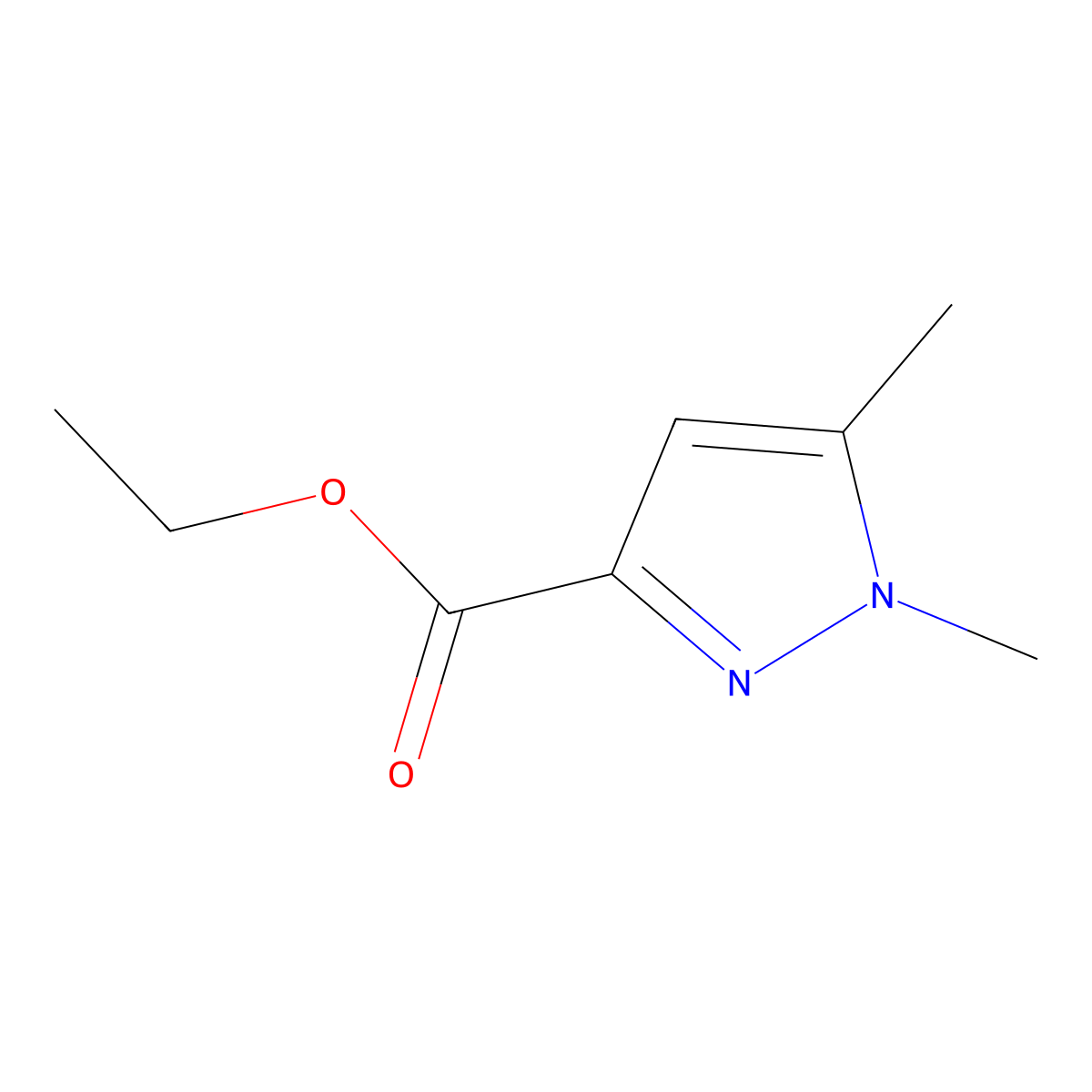 1,5-Dimethyl-3-ethoxycarbonylpyrazole molecular structure, CAS 5744-51-4