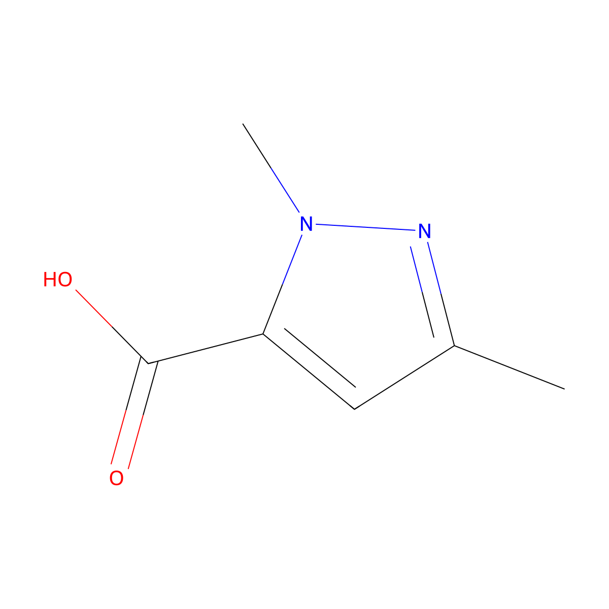 1,3-Dimethyl-1H-pyrazole-5-carboxylic acid molecular structure, CAS 5744-56-9