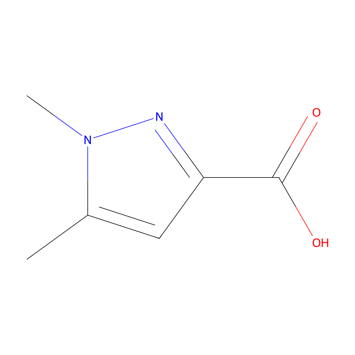 1,5-dimethyl-1H-pyrazole-3-carboxylic acid molecular structure, CAS 5744-59-2