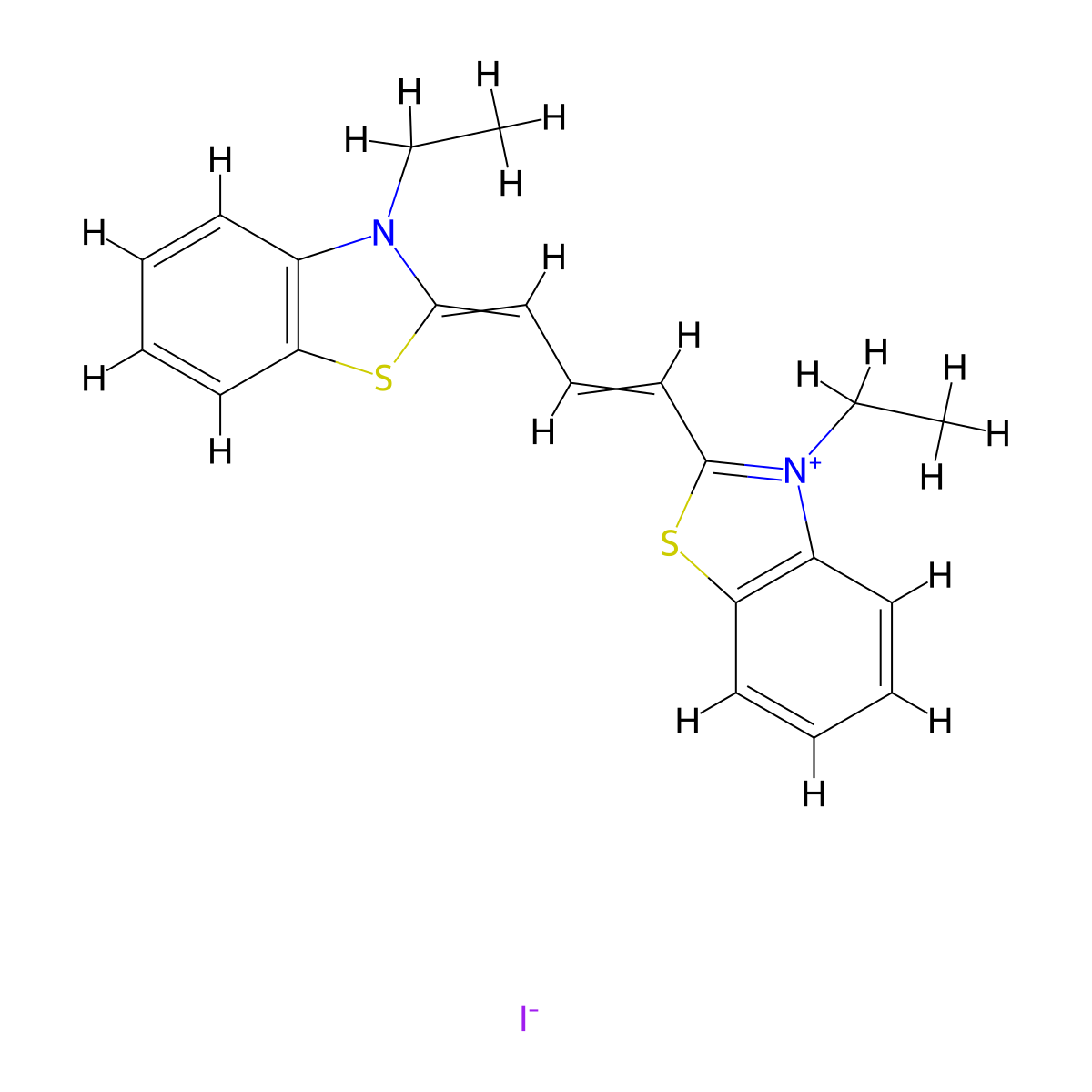 3-ethyl-2-[3-(3-ethyl-1,3-benzothiazol-2(3H)-ylidene)prop-1-en-1-yl]-1,3-benzothiazol-3-ium iodide molecular structure, CAS 57441-59-5