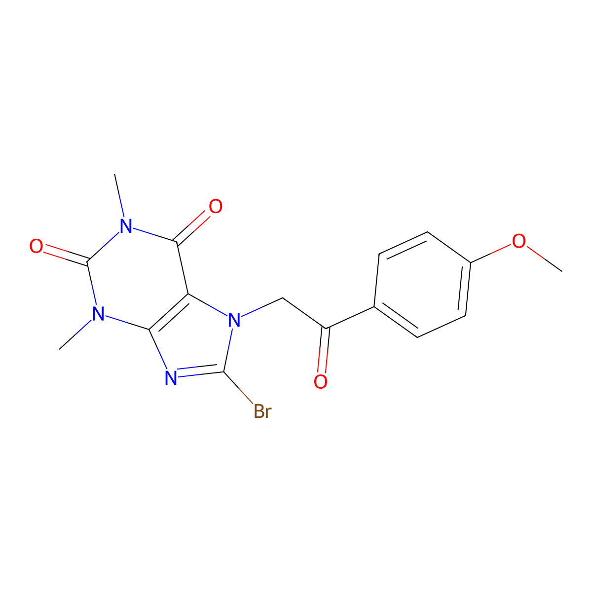 8-bromo-7-(2-(4-methoxyphenyl)-2-oxoethyl)-1,3-dimethyl-1H-purine-2,6(3H,7H)-dione molecular structure, CAS 57445-11-1