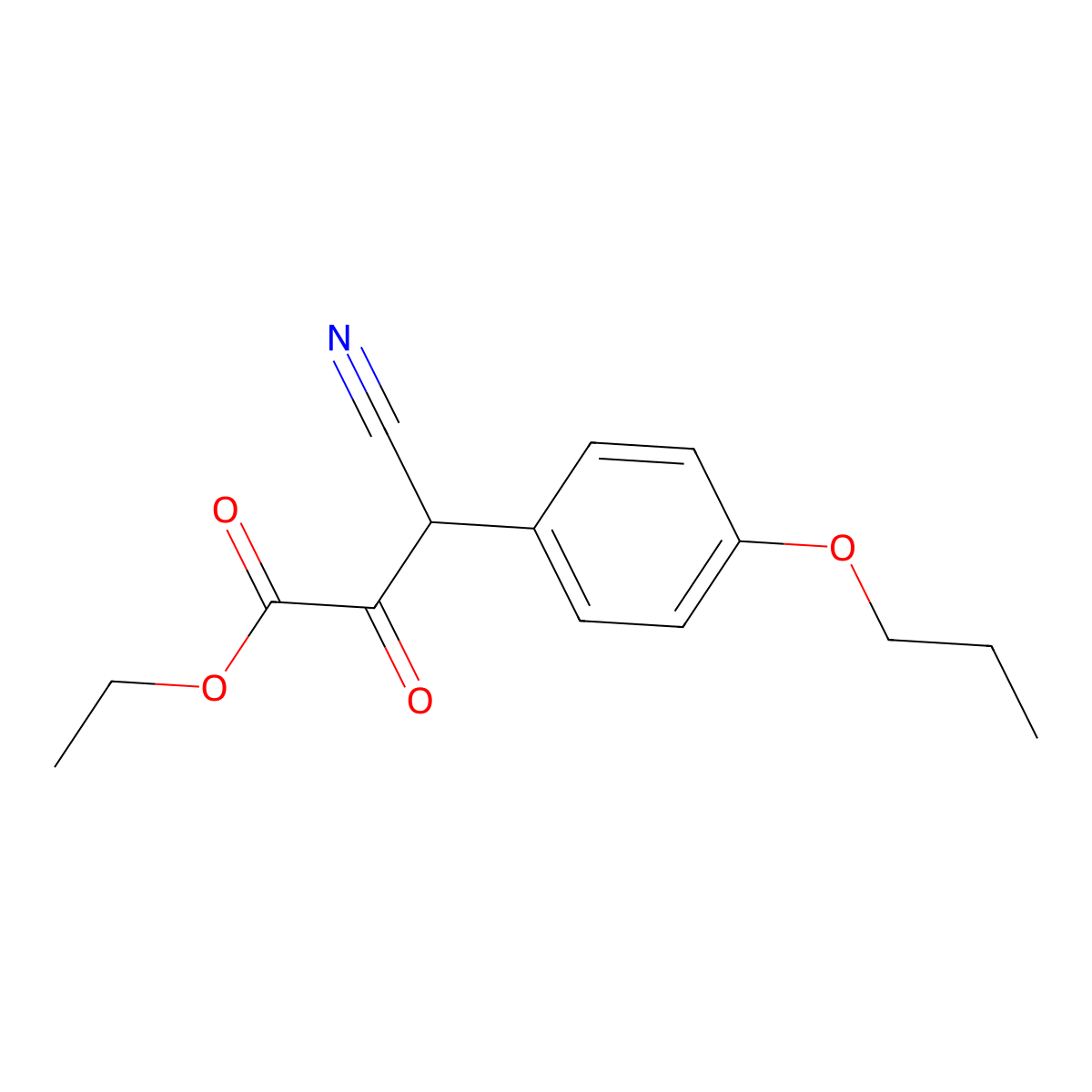 Ethyl 3-cyano-2-oxo-3-(4-propoxyphenyl)propanoate molecular structure, CAS 57445-63-3