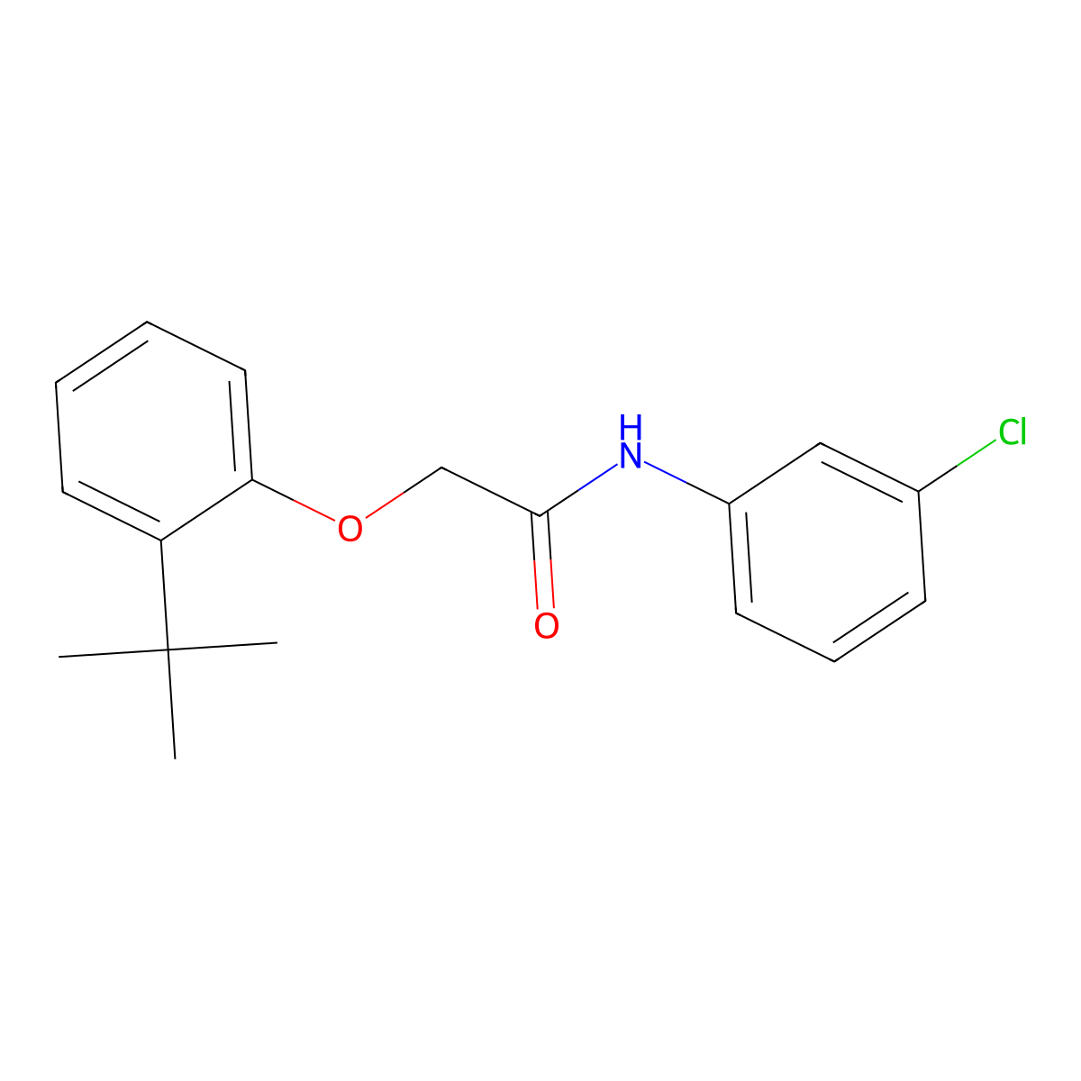 2-(2-tert-butylphenoxy)-N-(3-chlorophenyl)acetamide molecular structure, CAS 5745-59-5