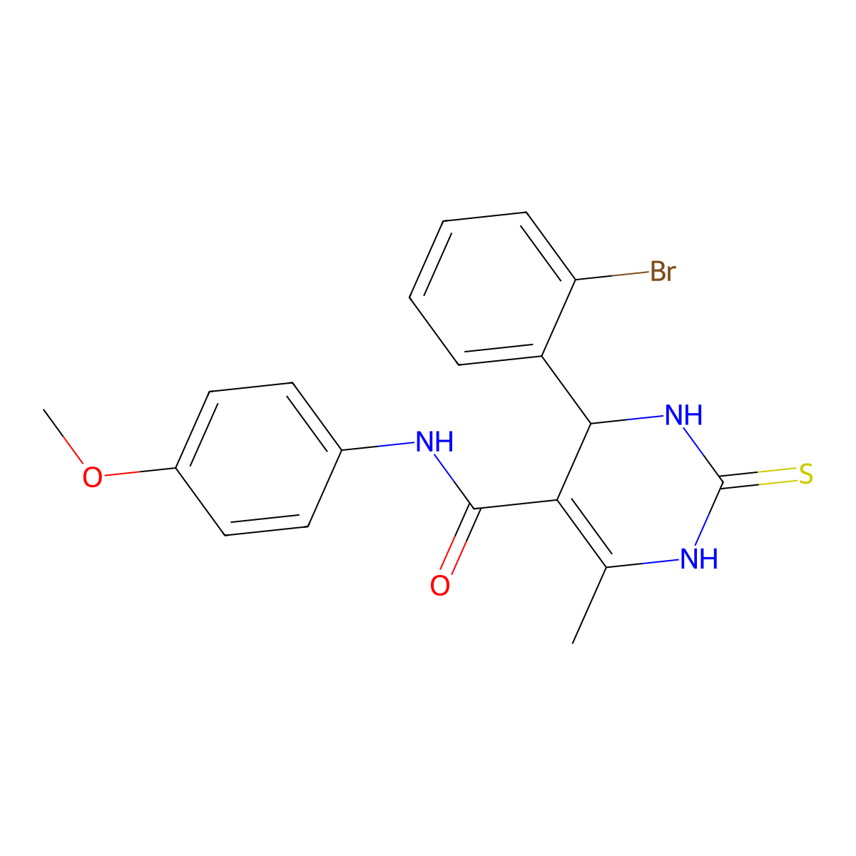 4-(2-bromophenyl)-N-(4-methoxyphenyl)-6-methyl-2-thioxo-1,2,3,4-tetrahydropyrimidine-5-carboxamide molecular structure, CAS 5745-68-6