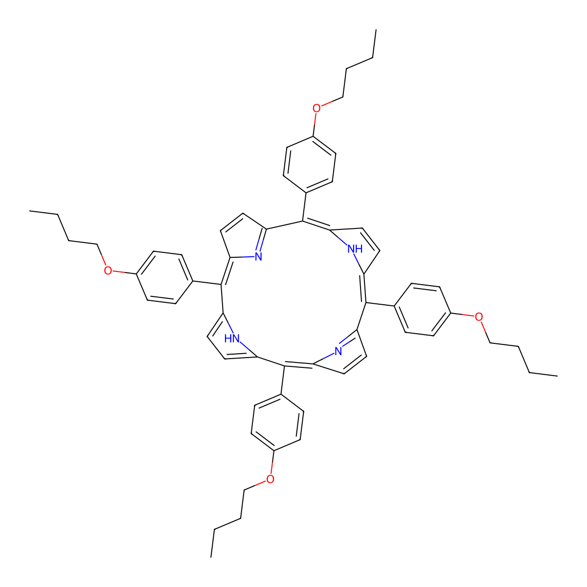 5,10,15,20-Tetrakis(4-butoxyphenyl)-Porphine molecular structure, CAS 57450-62-1