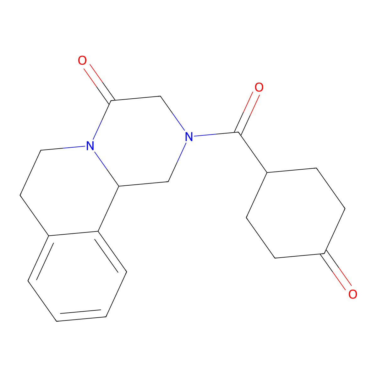 rac-1,2,3,6,7,11b-Hexahydro-2-[(4-oxocyclohexyl)carbonyl]-4H-pyrazino[2,1-a]isoquinolin-4-one molecular structure, CAS 57452-32-1