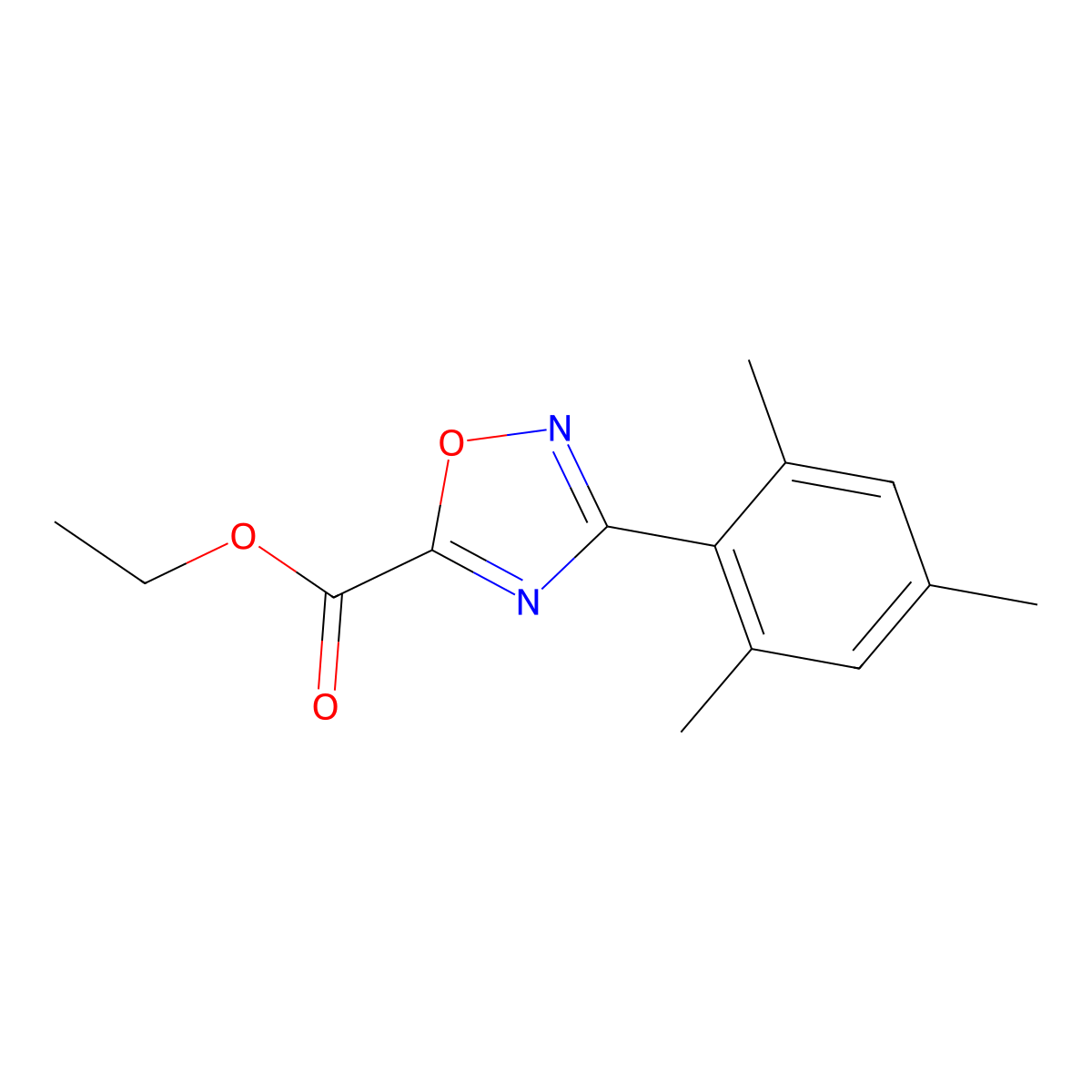 Ethyl 3-mesityl-1,2,4-oxadiazole-5-carboxylate molecular structure, CAS 57459-35-5