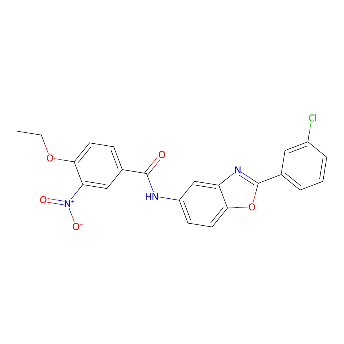 N-[2-(3-chlorophenyl)-1,3-benzoxazol-5-yl]-4-ethoxy-3-nitrobenzamide molecular structure, CAS 5746-36-1