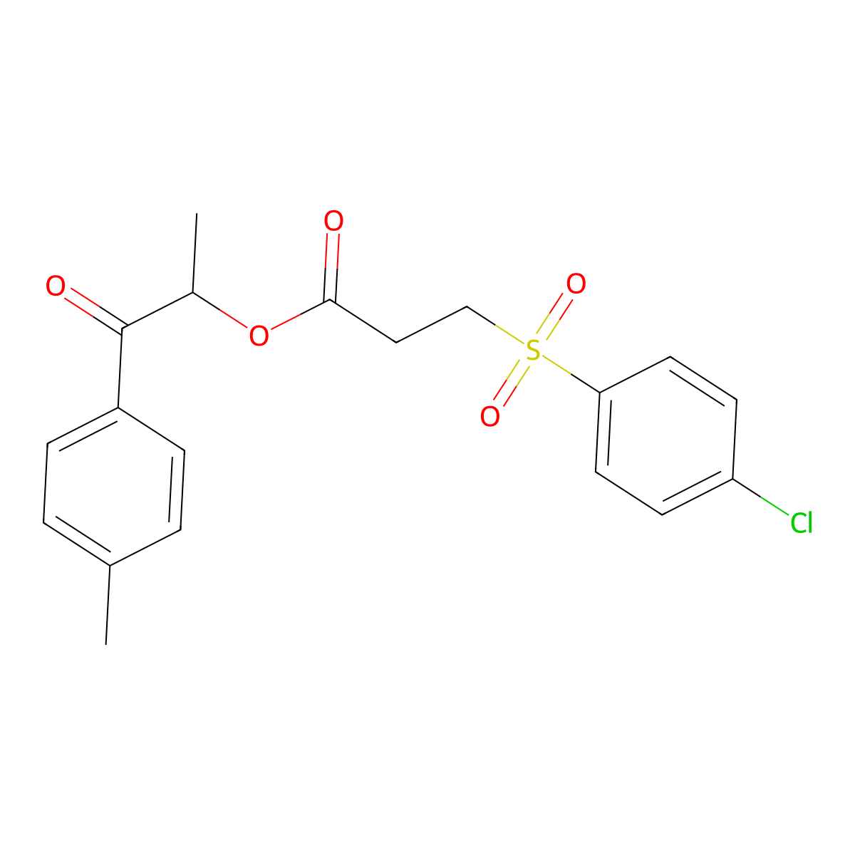 1-(4-Methylphenyl)-1-oxopropan-2-yl 3-[(4-chlorophenyl)sulfonyl]propanoate molecular structure, CAS 5746-38-3