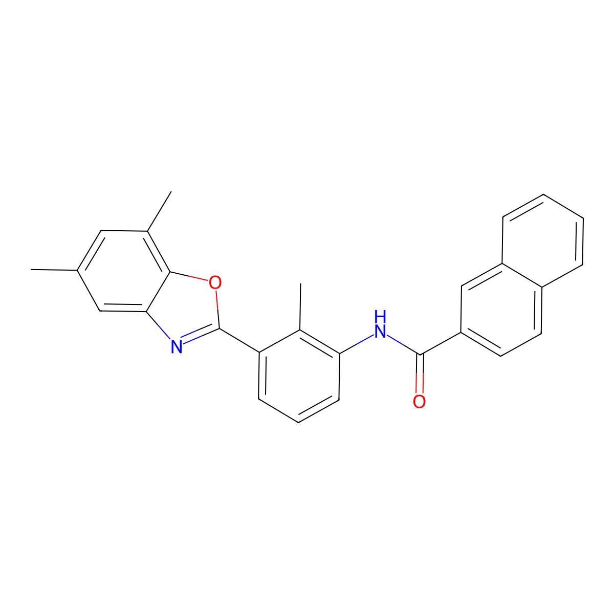 N-[3-(5,7-dimethyl-1,3-benzoxazol-2-yl)-2-methylphenyl]naphthalene-2-carboxamide molecular structure, CAS 5746-77-0