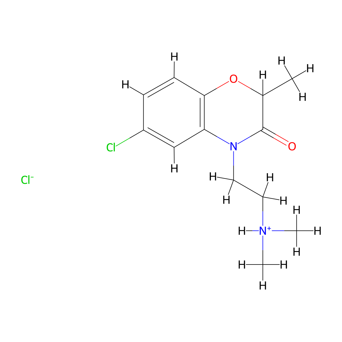 4H-1,4-Benzoxazin-3-one, 2,3-dihydro-6-chloro-4-(2-dimethylaminoethyl)-2-methyl-, hydrochloride molecular structure, CAS 57462-61-0