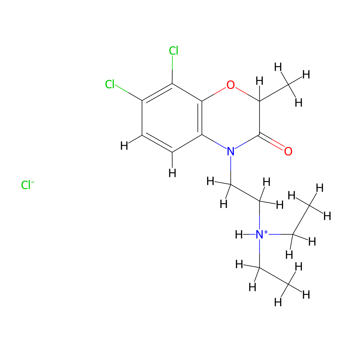4H-1,4-Benzoxazin-3-one, 2,3-dihydro-7,8-dichloro-4-(2-diethylaminoethyl)-2-methyl-, hydrochloride molecular structure, CAS 57462-64-3