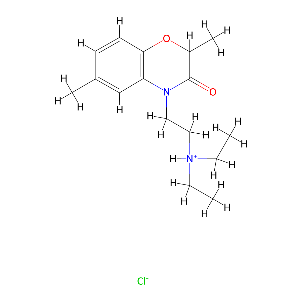 4H-1,4-Benzoxazin-3-one, 2,3-dihydro-4-(2-diethylaminoethyl)-2,6-dimethyl-, hydrochloride molecular structure, CAS 57462-66-5