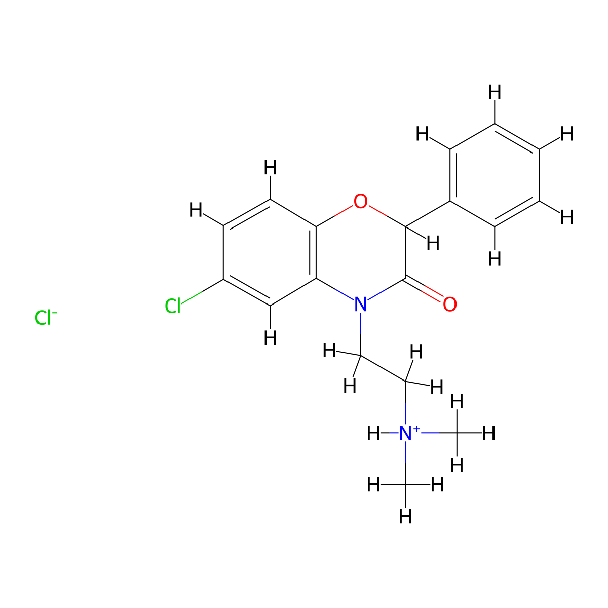 4H-1,4-Benzoxazin-3-one, 2,3-dihydro-6-chloro-4-(2-dimethylaminoethyl)-2-phenyl-, hydrochloride molecular structure, CAS 57462-70-1