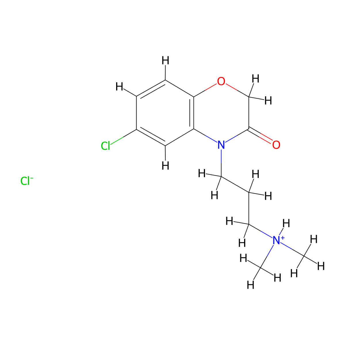 4H-1,4-Benzoxazin-3-one, 2,3-dihydro-6-chloro-4-(3-dimethylaminopropyl)-, hydrochloride molecular structure, CAS 57462-77-8