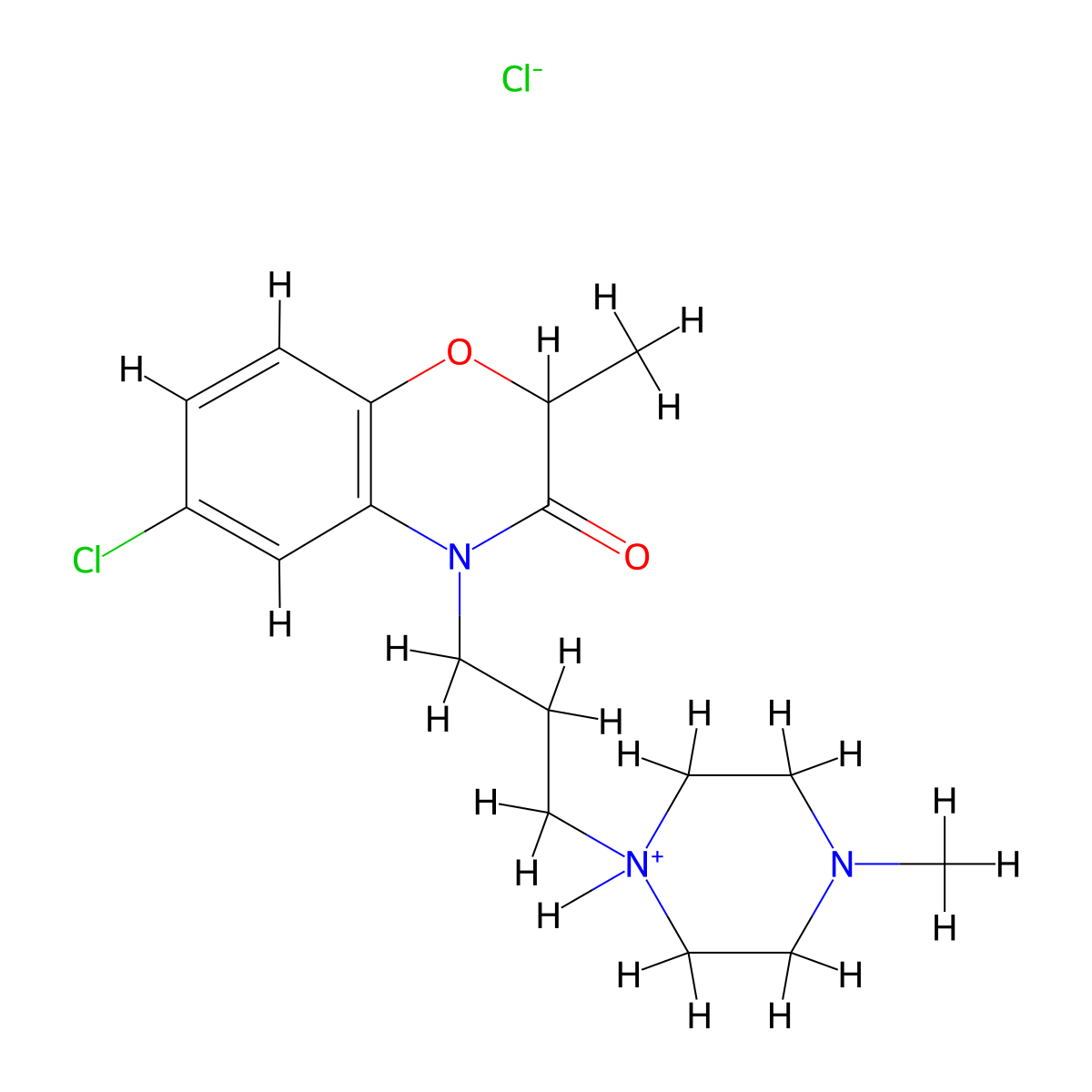 4H-1,4-Benzoxazin-3-one, 2,3-dihydro-6-chloro-2-methyl-4-(3-(4-methylpiperazinyl)propyl)-, hydrochloride molecular structure, CAS 57462-79-0
