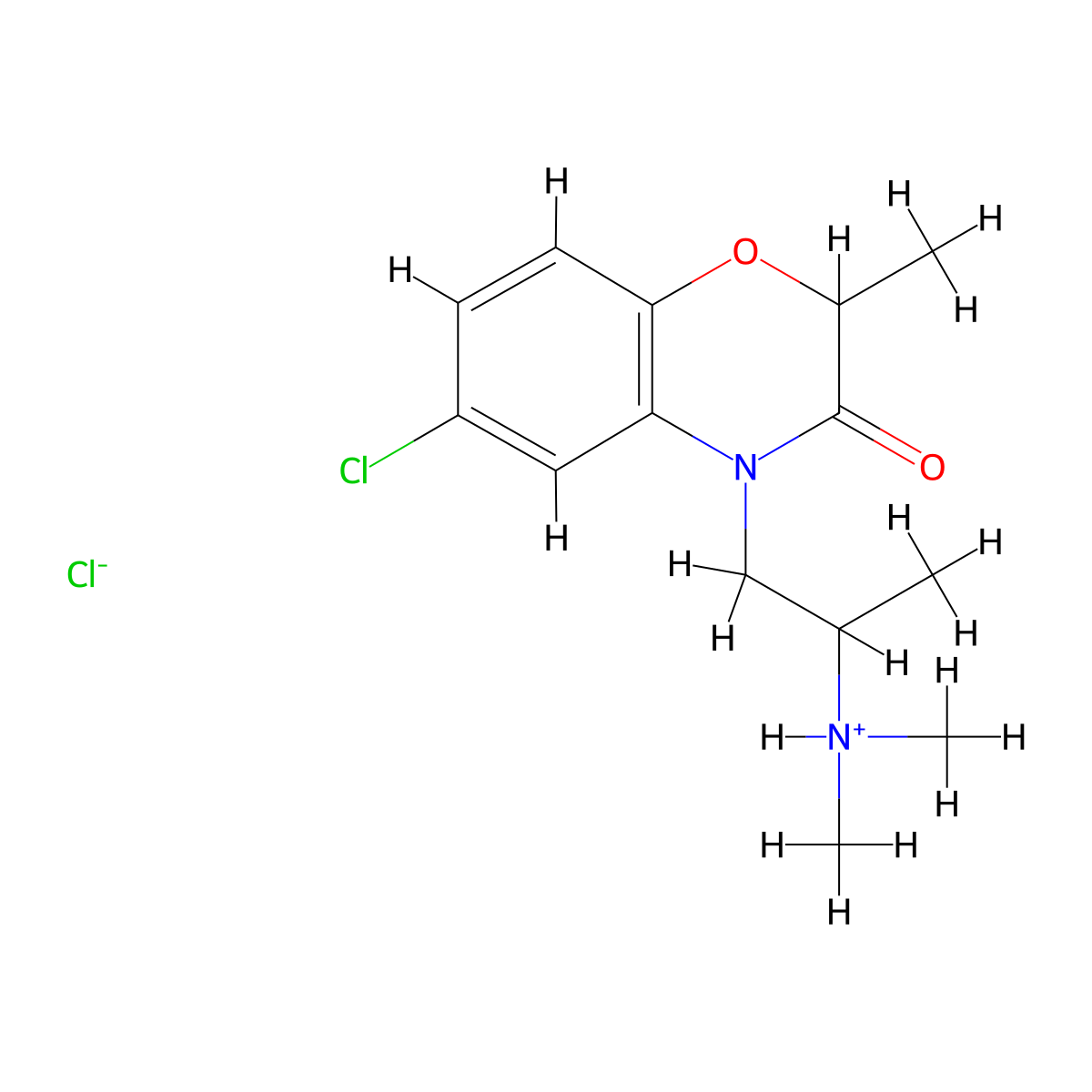 4H-1,4-Benzoxazin-3-one, 2,3-dihydro-6-chloro-4-(2-(dimethylamino)propyl)-2-methyl-, hydrochloride molecular structure, CAS 57462-80-3