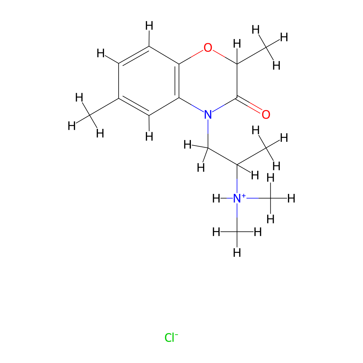 4H-1,4-Benzoxazin-3-one, 2,3-dihydro-2,6-dimethyl-4-(2-(dimethylamino)propyl)-, hydrochloride molecular structure, CAS 57462-85-8
