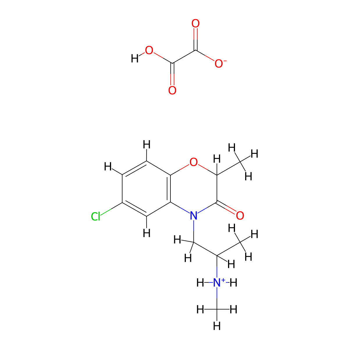 4H-1,4-Benzoxazin-3-one, 2,3-dihydro-6-chloro-2-methyl-4-(2-(methylamino)propyl)-, oxalate molecular structure, CAS 57462-96-1