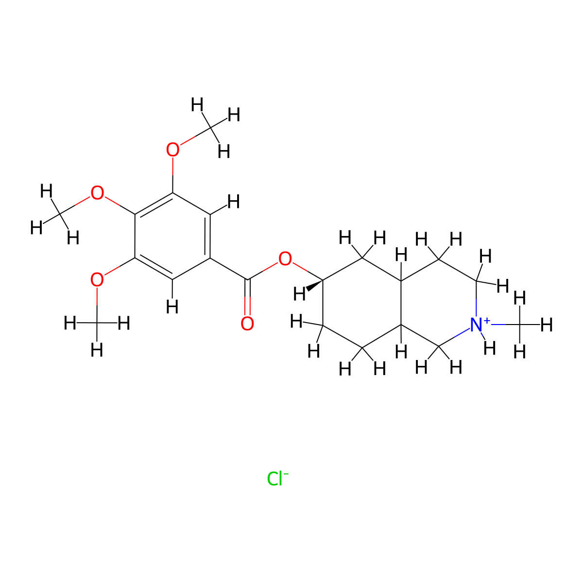 2-Methyldecahydroisoquinolin-6-yl 3,4,5-trimethoxybenzoate--hydrogen chloride (1/1) molecular structure, CAS 57464-36-5