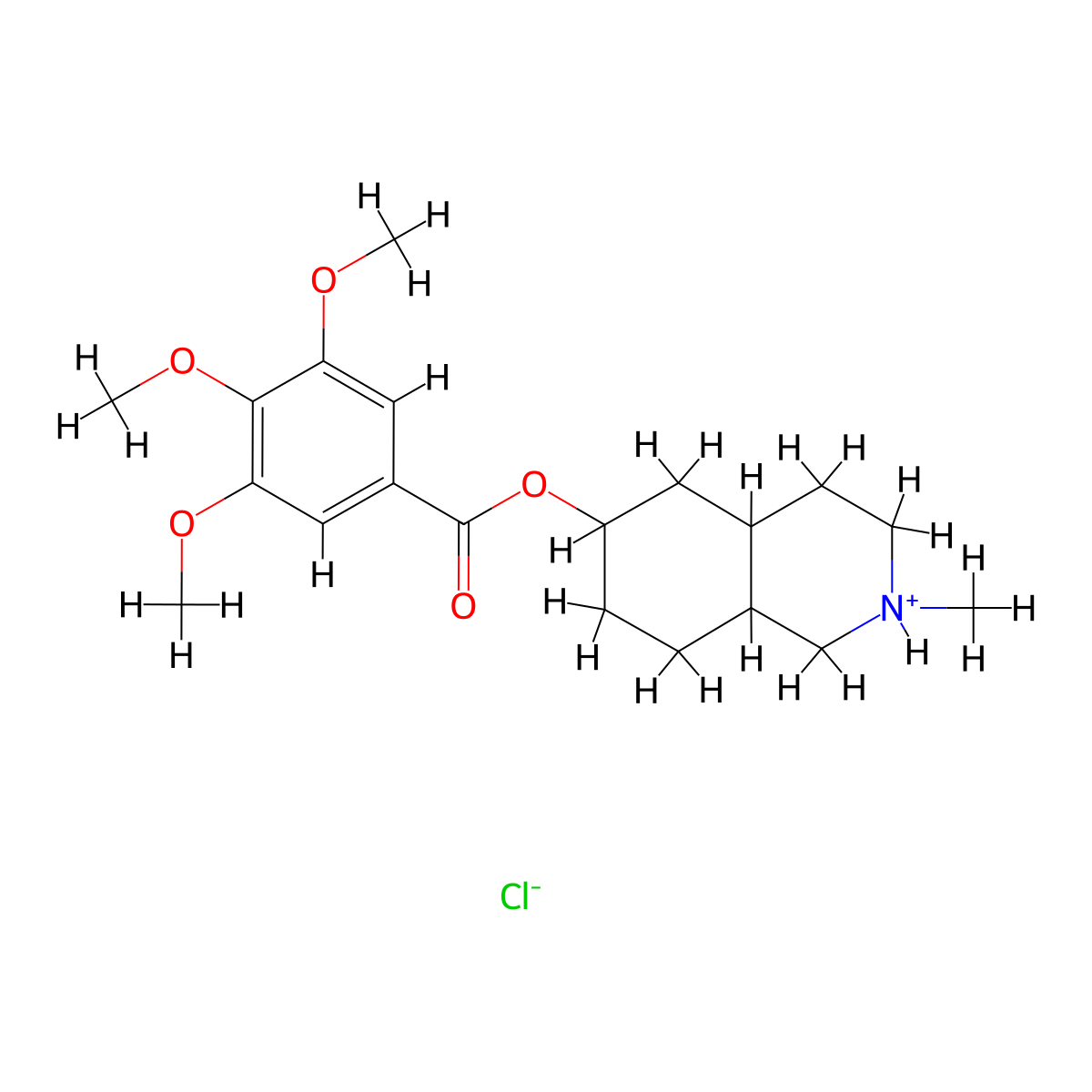 trans-2-Methyl-6-(3,4,5-trimethoxybenzoyloxy)decahydroisoquinoline hydrochloride molecular structure, CAS 57464-37-6