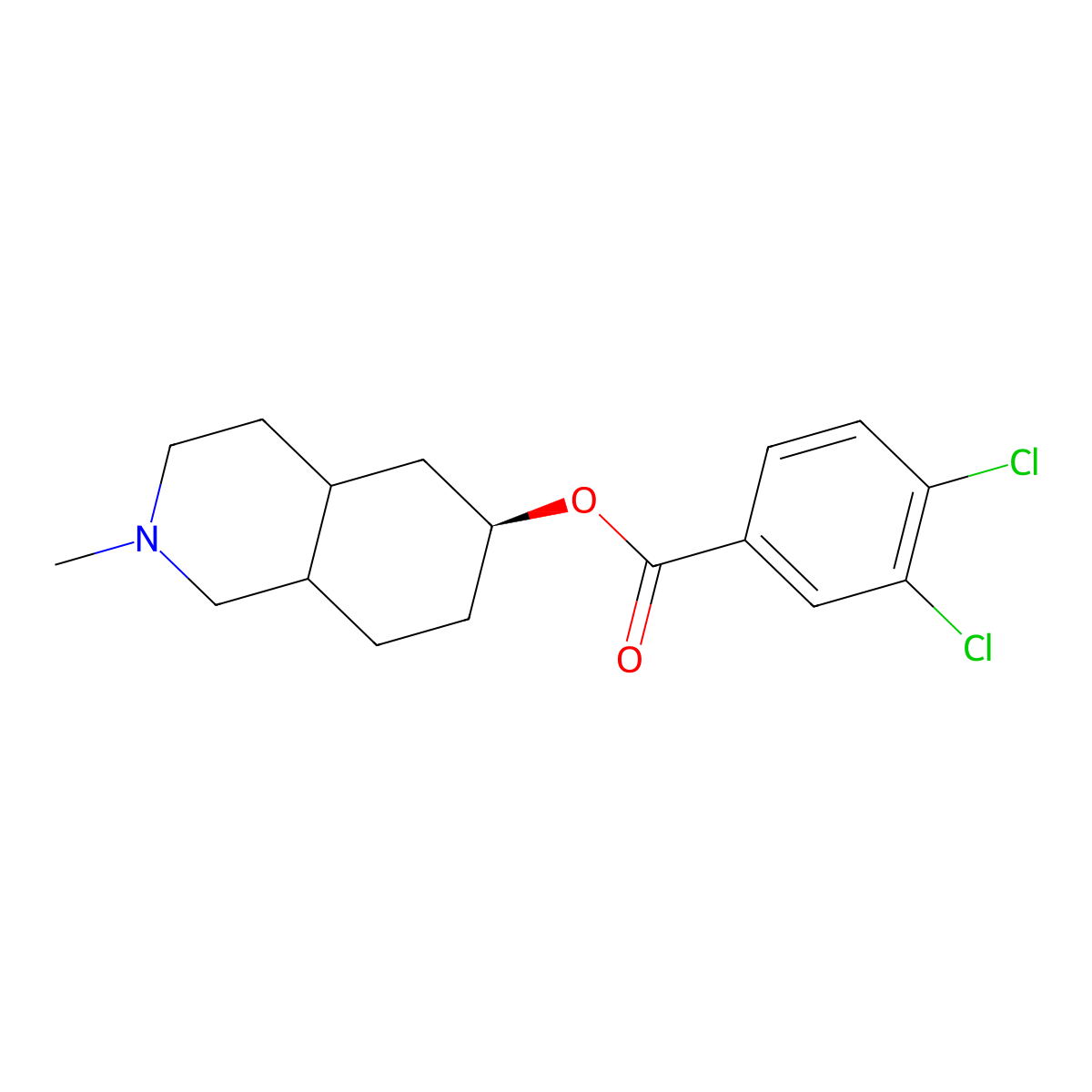 6-Isoquinolinol, decahydro-2-methyl-, 3,4-dichlorobenzoate, (Z)- molecular structure, CAS 57464-38-7