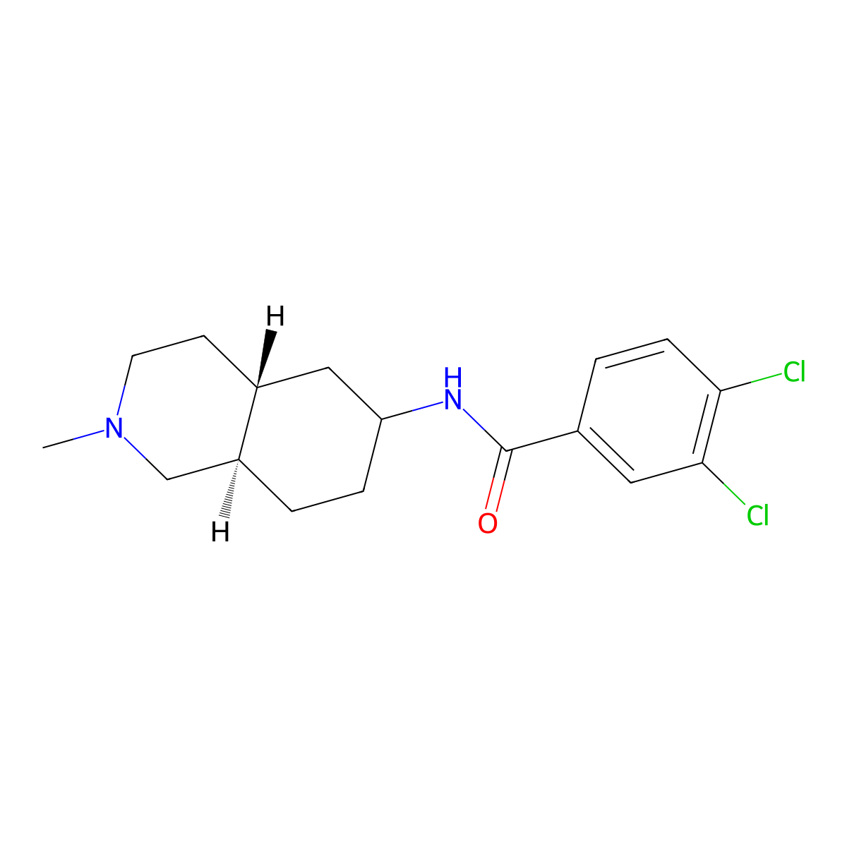 Benzamide, N-(decahydro-2-methylisoquinolin-6-yl)-3,4-dichloro-, (trans)- molecular structure, CAS 57464-41-2