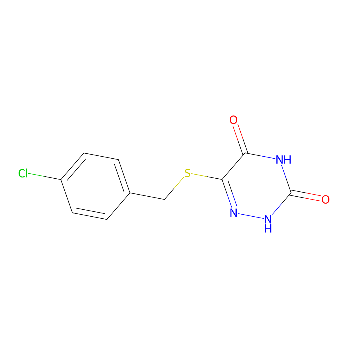 6-[(4-chlorophenyl)methylsulfanyl]-2H-1,2,4-triazine-3,5-dione molecular structure, CAS 5747-49-9
