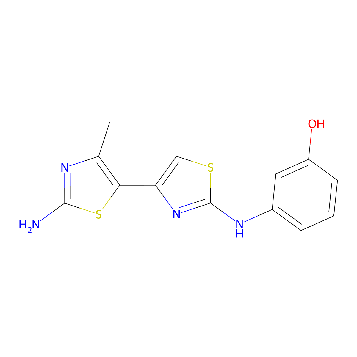 3-(2'-Amino-4'-methyl-[4,5']bithiazolyl-2-ylamino)-phenol molecular structure, CAS 5747-94-4