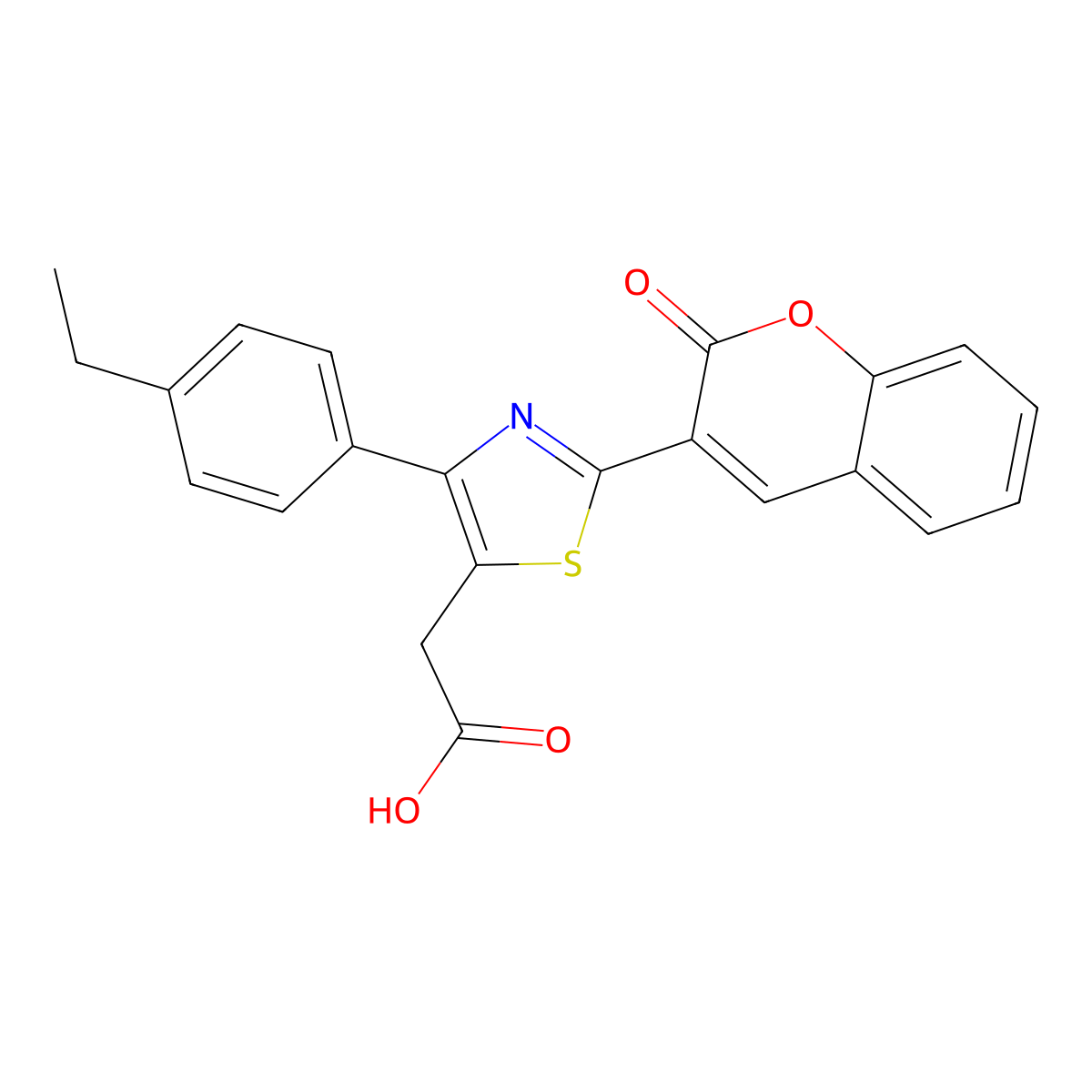 [4-(4-ethylphenyl)-2-(2-oxo-2H-chromen-3-yl)-1,3-thiazol-5-yl]acetic acid molecular structure, CAS 574709-20-9