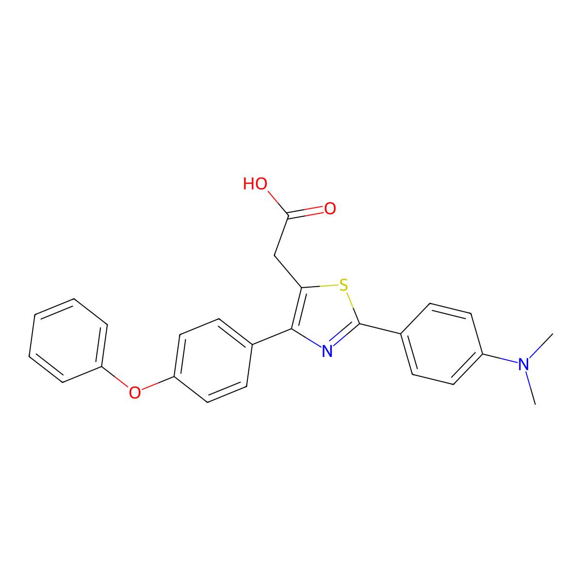 {2-[4-(Dimethylamino)phenyl]-4-(4-phenoxyphenyl)-1,3-thiazol-5-yl}acetic acid molecular structure, CAS 574709-82-3