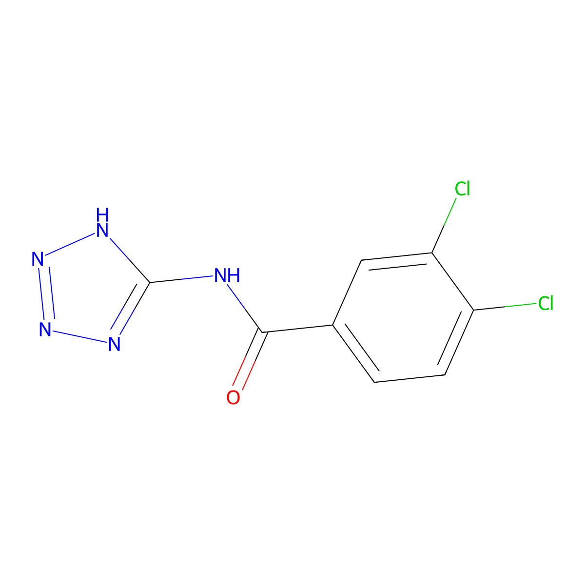 3,4-dichloro-N-(2H-tetrazol-5-yl)benzamide molecular structure, CAS 574712-29-1