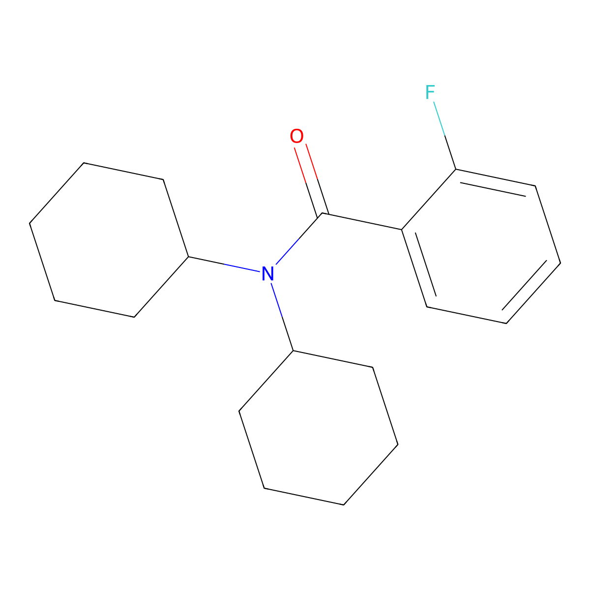 N,N-dicyclohexyl-2-fluorobenzamide molecular structure, CAS 574715-85-8