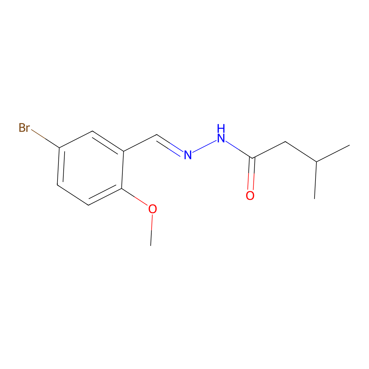 3-Methylbutanoic acid 2-[(5-bromo-2-methoxyphenyl)methylene]hydrazide molecular structure, CAS 574717-68-3