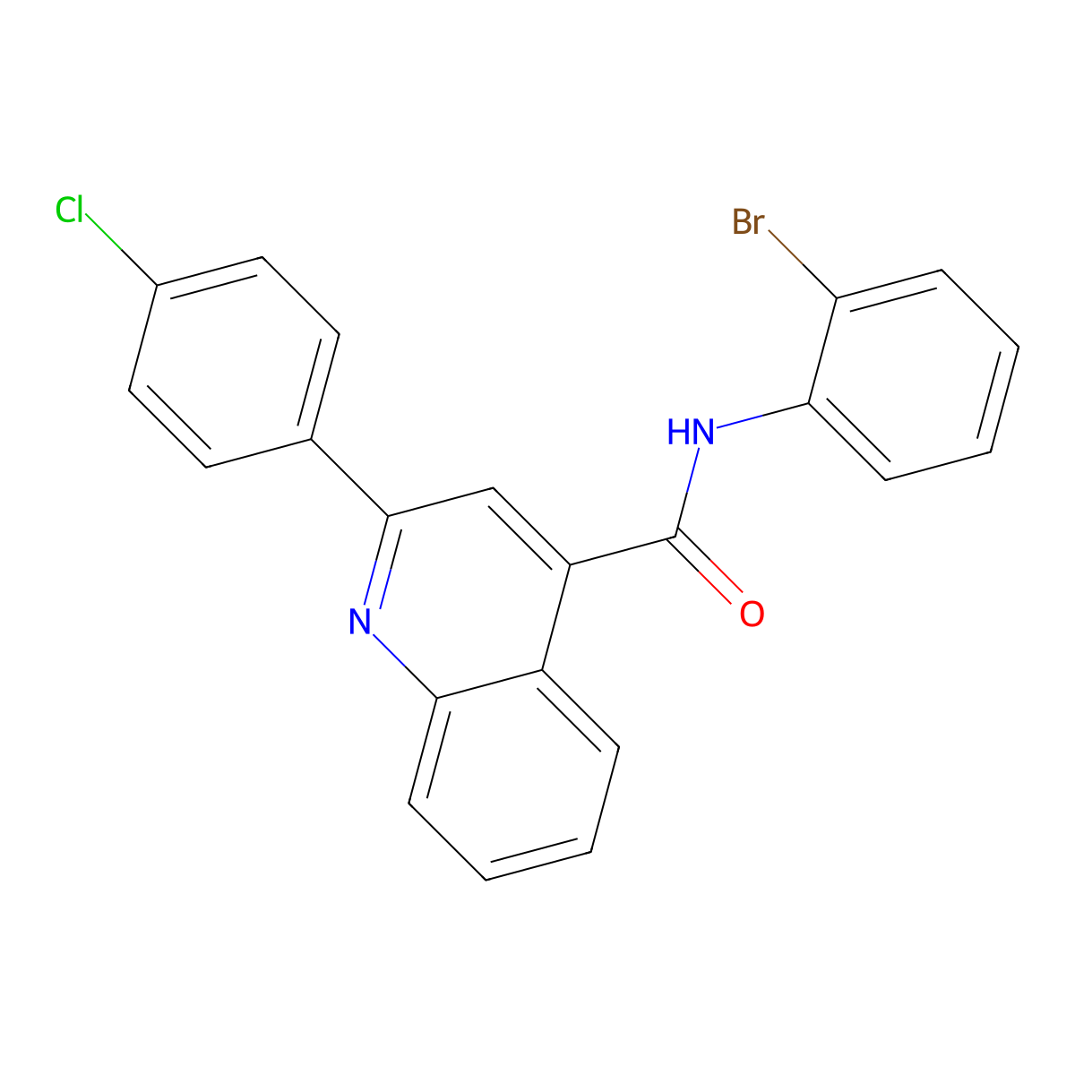 N-(2-bromophenyl)-2-(4-chlorophenyl)quinoline-4-carboxamide molecular structure, CAS 574718-12-0