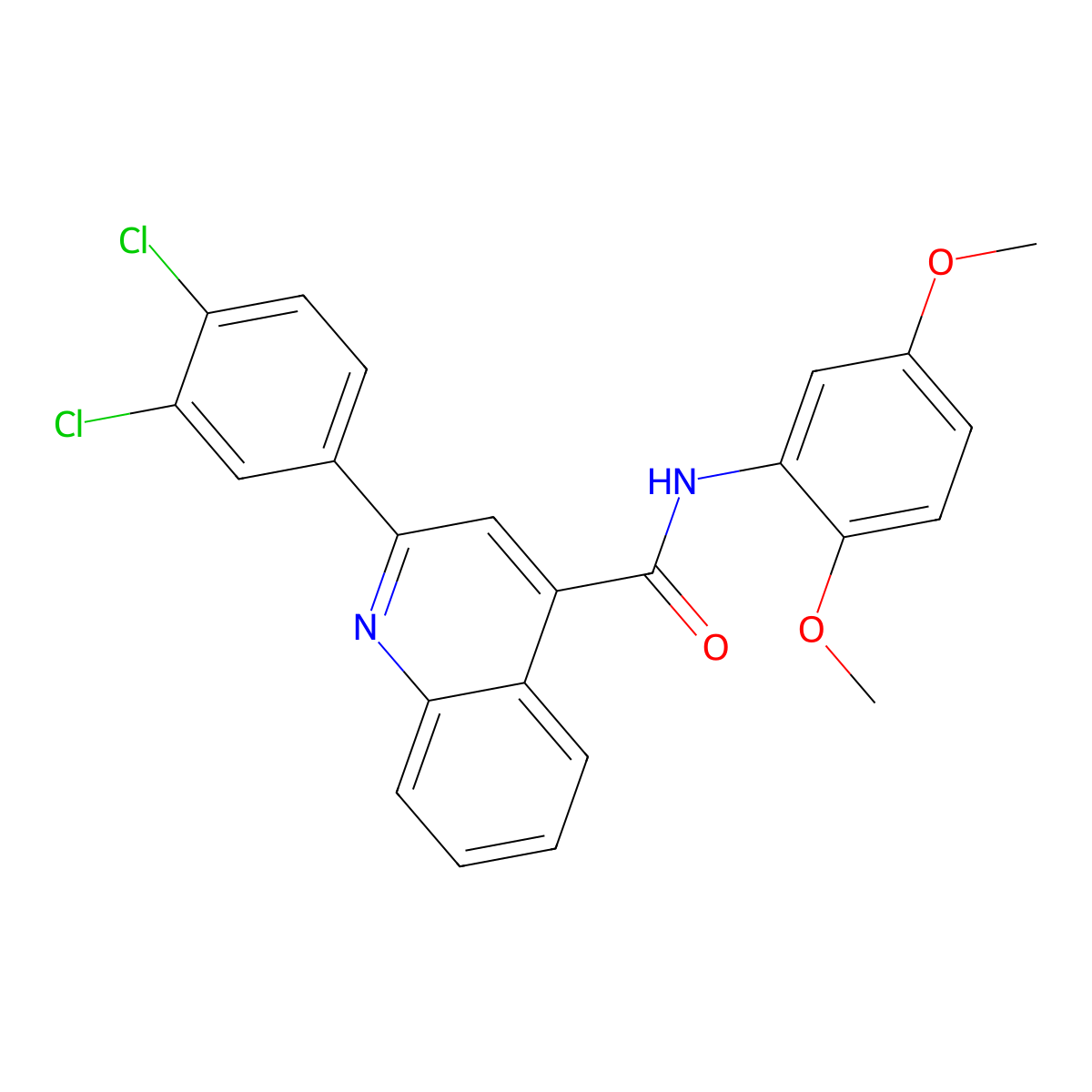 2-(3,4-dichlorophenyl)-N-(2,5-dimethoxyphenyl)quinoline-4-carboxamide molecular structure, CAS 574718-42-6
