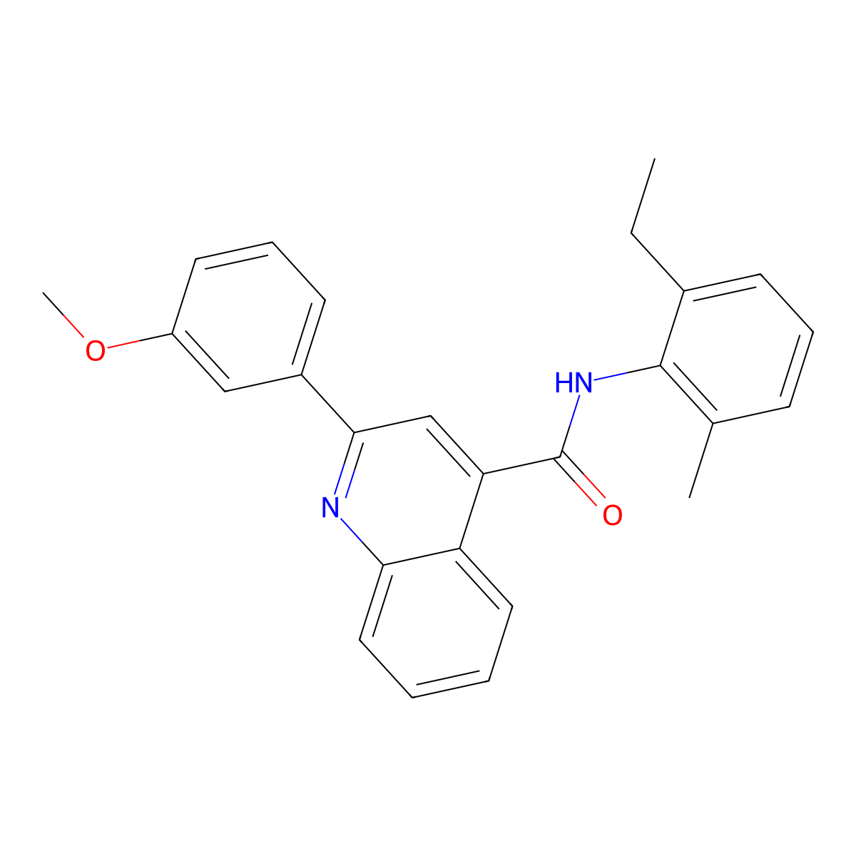 N-(2-ethyl-6-methylphenyl)-2-(3-methoxyphenyl)quinoline-4-carboxamide molecular structure, CAS 574720-48-2