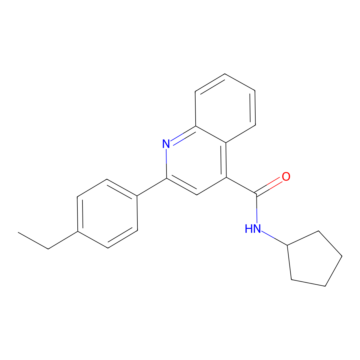 N-cyclopentyl-2-(4-ethylphenyl)quinoline-4-carboxamide molecular structure, CAS 574721-52-1