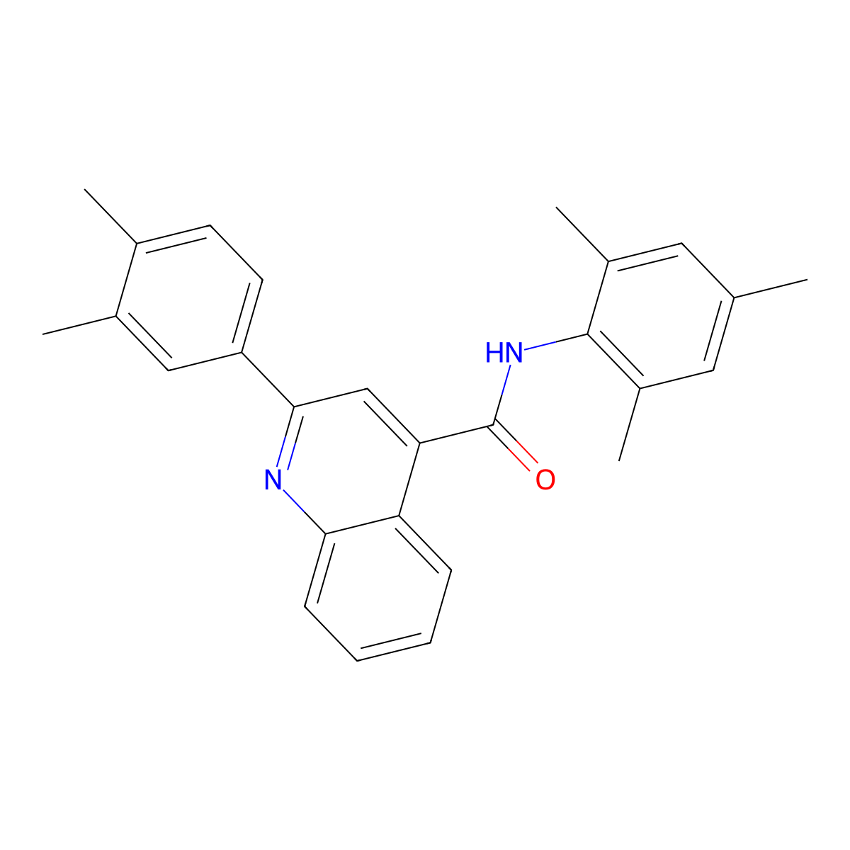 2-(3,4-dimethylphenyl)-N-(2,4,6-trimethylphenyl)quinoline-4-carboxamide molecular structure, CAS 574722-26-2
