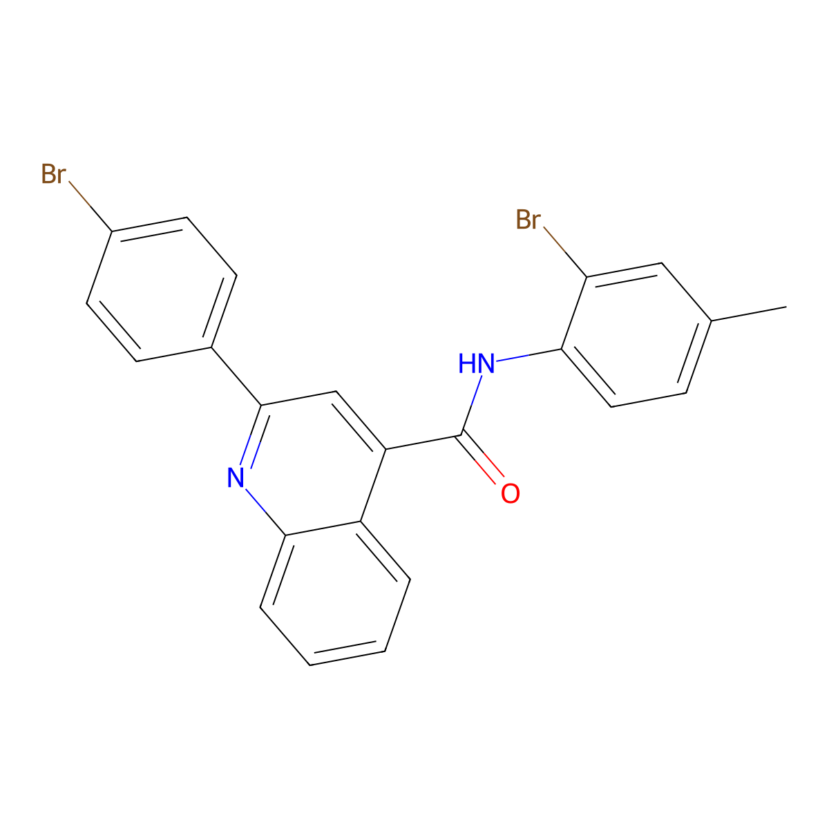 N-(2-bromo-4-methylphenyl)-2-(4-bromophenyl)quinoline-4-carboxamide molecular structure, CAS 574723-76-5